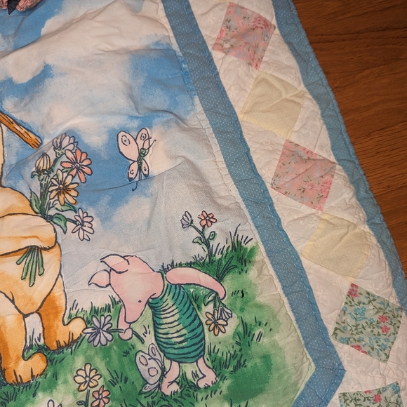 Vintage Classic Pooh Winnie the Pooh butterfly Baby Crib Blanket Quilt Quilted - Picture 10 of 16